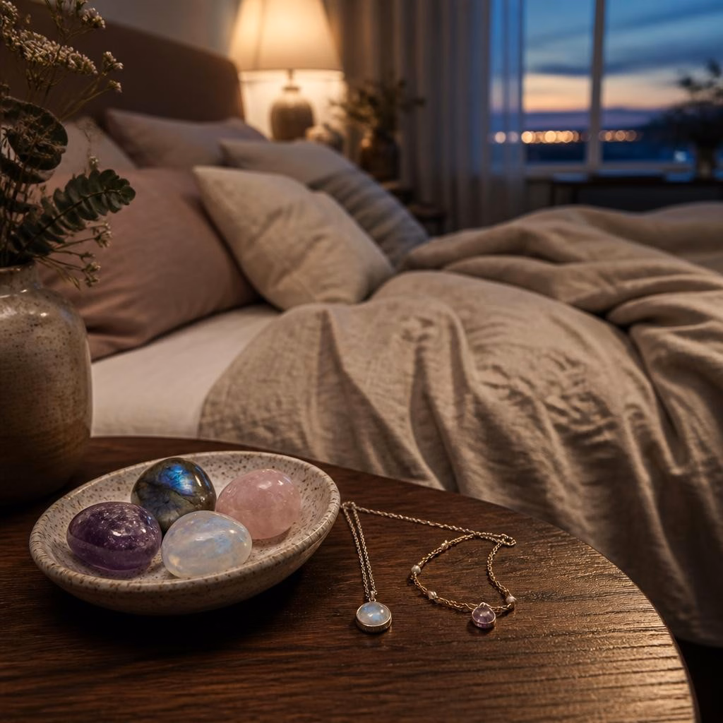 Pierres naturelles pour le sommeil et l’apaisement : quel bijou porter le soir ou la nuit