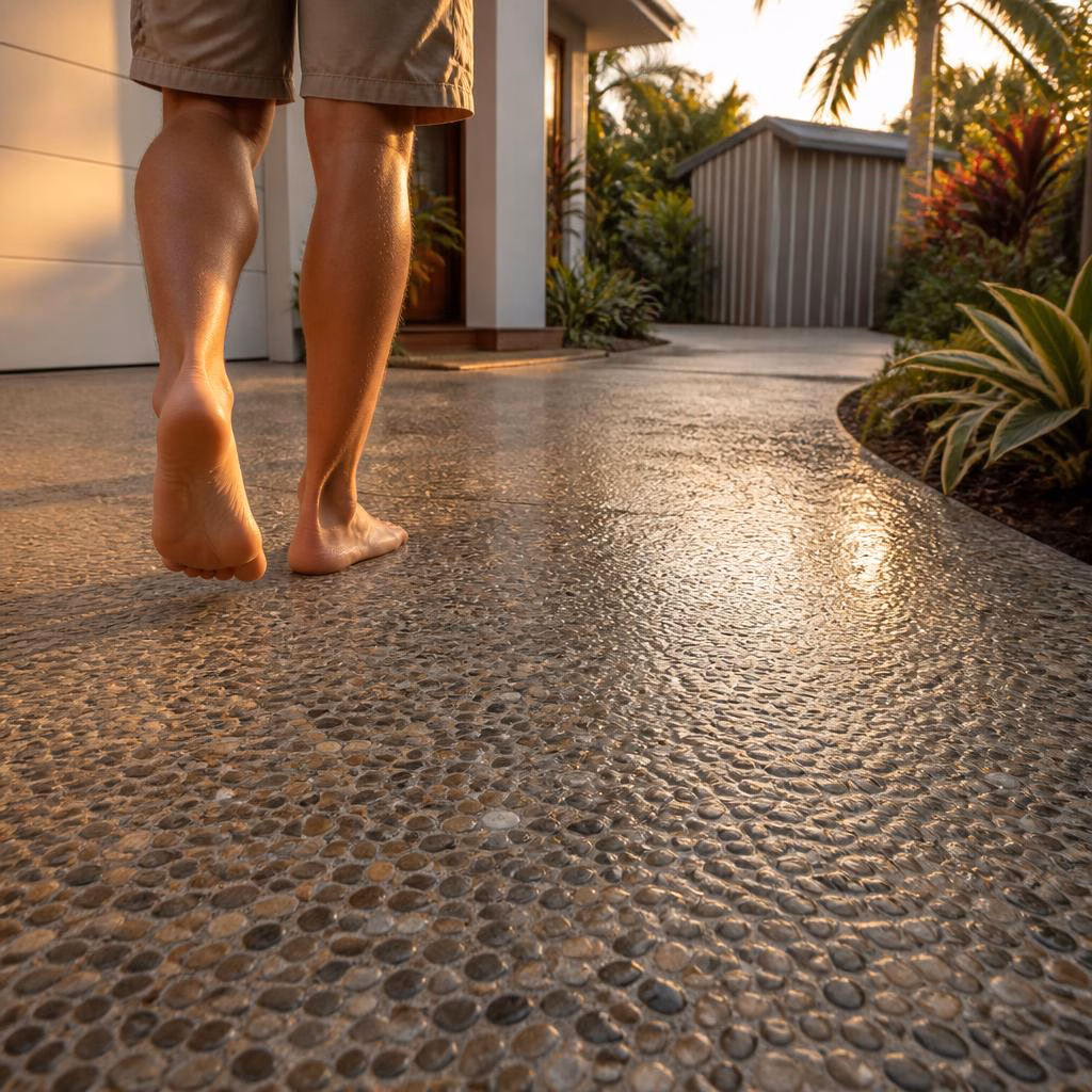 Barefoot-friendly driveways and paths: smoothing exposed aggregate on the Gold Coast