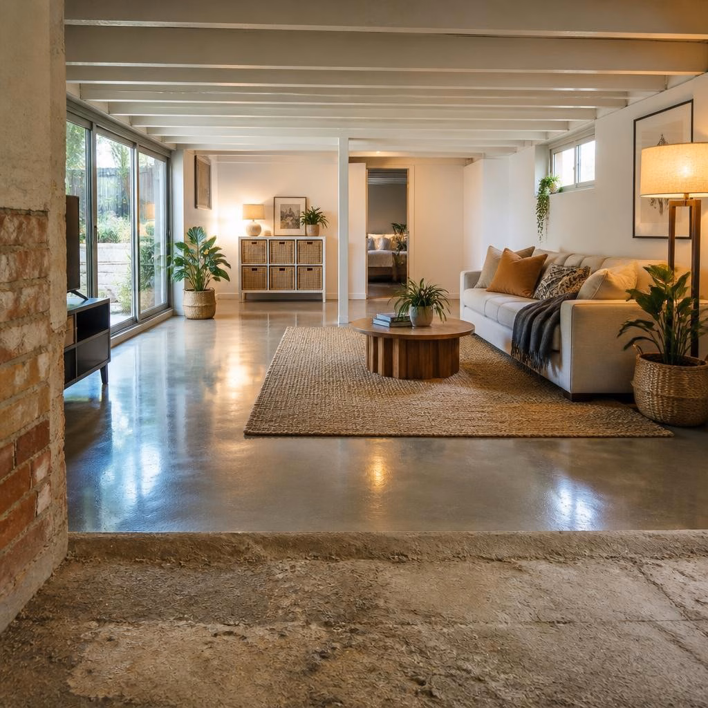 From Dusty Slab to Designer Floor: Concrete Options for Downstairs and Under‑House Rooms
