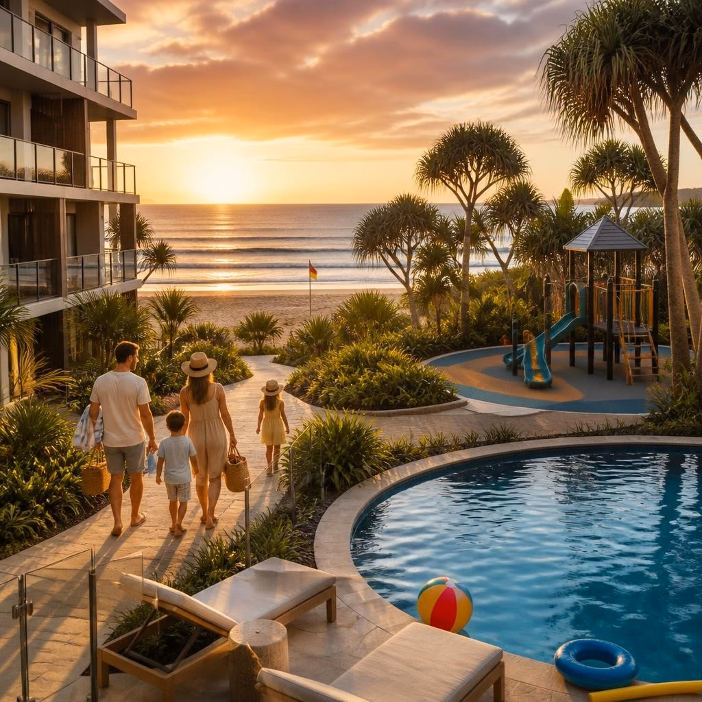 Staying Near Sunshine Coast Airport with Kids: Stress-Free First and Last Nights at a Beachfront Base