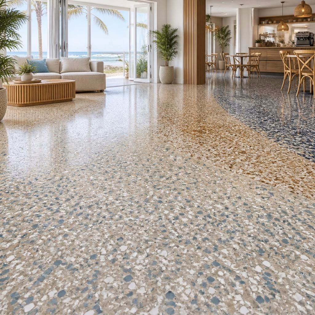 Designing Flake Epoxy Floors for Coastal Interiors: Colour, Texture and Finish Ideas