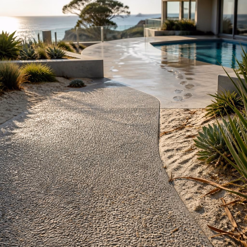 Outdoor Paths & Pool Surrounds: Slip‑Resistant Concrete Options for Coastal Homes