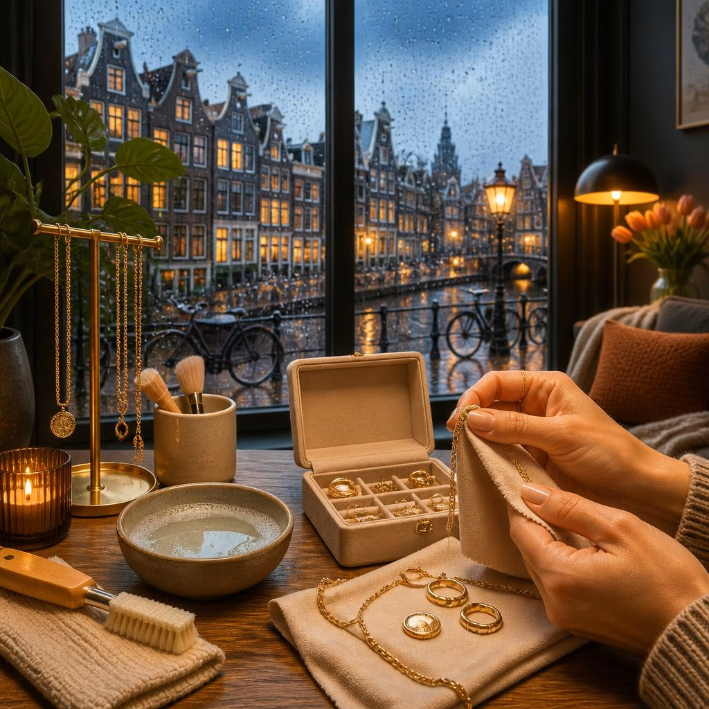 Gouden sieraden onderhouden in het Amsterdamse klimaat: zo blijven ze mooi
