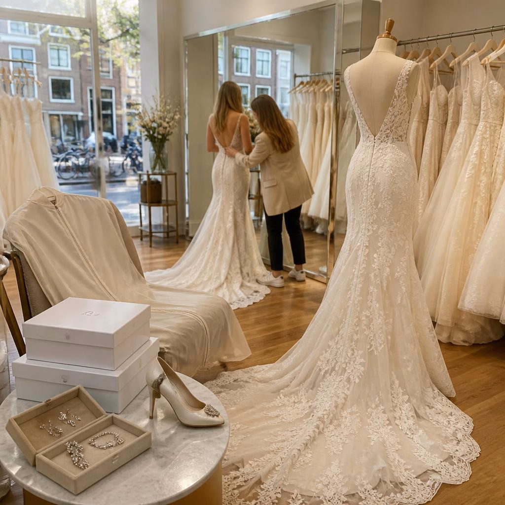 Trouwjurk huren in Amsterdam: borg, onderhoud en retourneren bij Viento Bridal