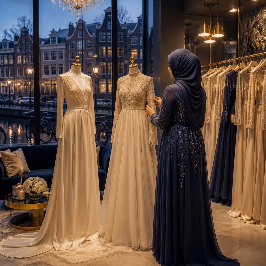 Bedekte avondjurk of trouwjurk zoeken in Amsterdam: stijlvol én comfortabel bij La Peri