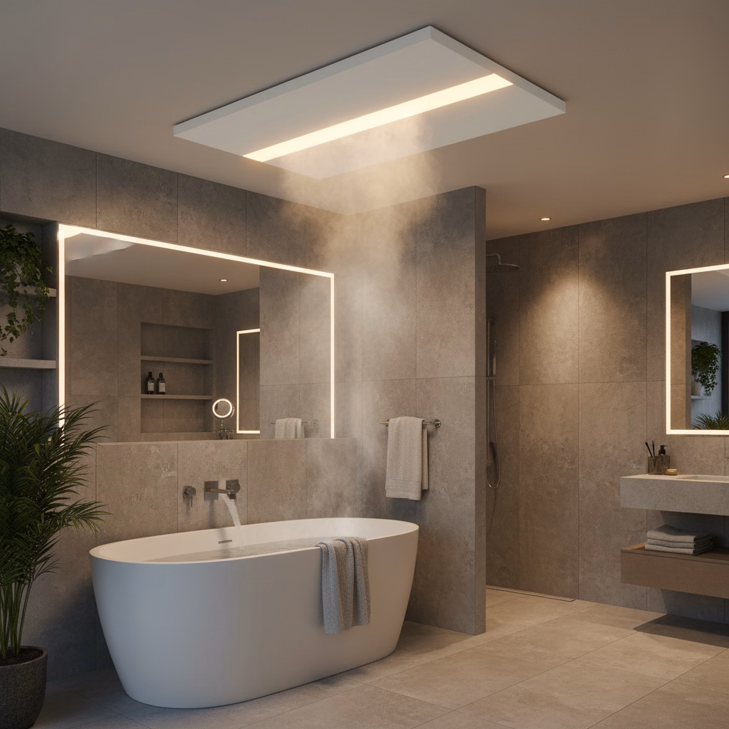 Infrarot-Deckenheizung mit LED im Badezimmer: Licht und Wärme optimal planen