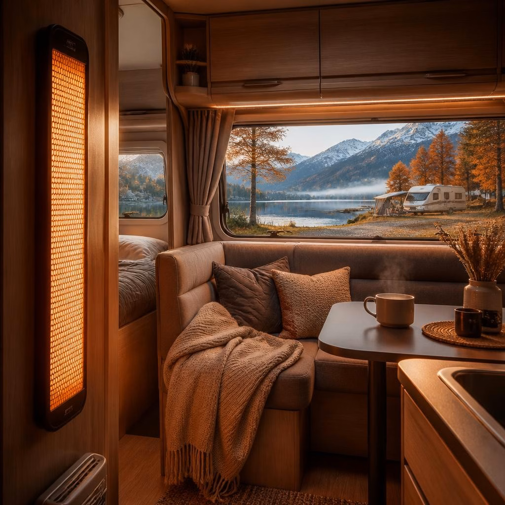 Infrarotheizung im Wohnwagen: So wird Camping in Österreich herbst- und wintertauglich