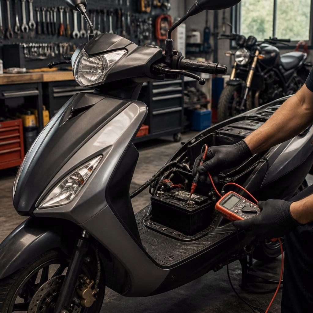 Batteria scarica di scooter o moto? Cosa fare subito (e quando rivolgersi all’officina)